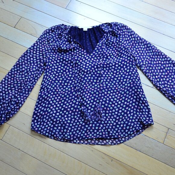 Diane Von Furstenberg Saylor Silk Georgette Blouse Size 2 - Picture 2 of 11